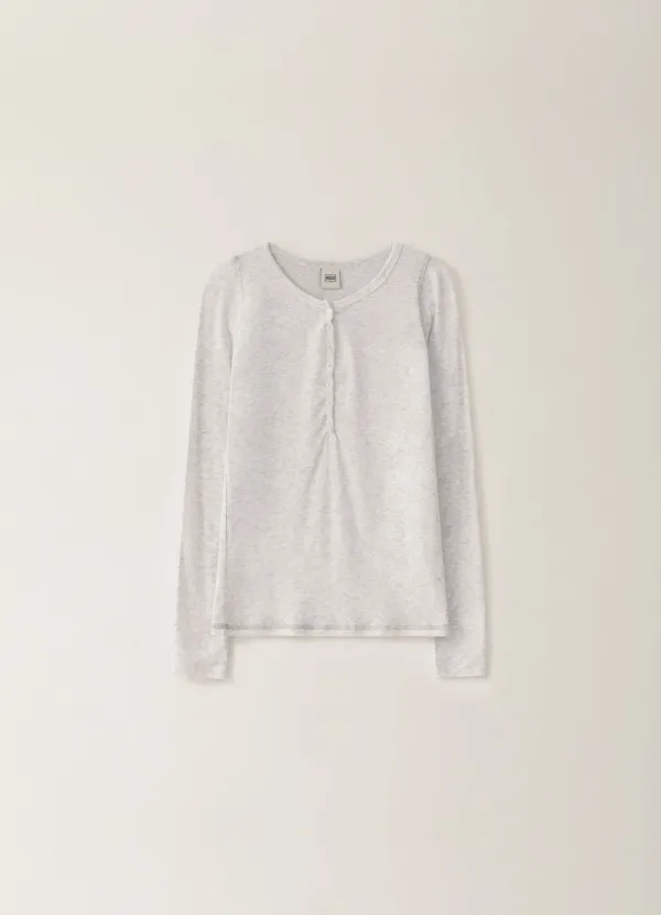 [Limited] Stitch Button Color T-Shirt - Gray