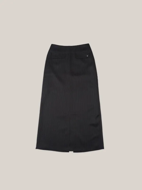 STRIPE STUD SKIRT  [ BLACK ]