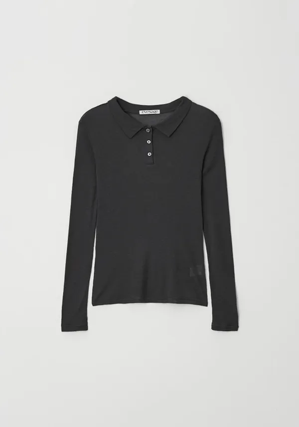 Seethrough polo tee (Charcoal)