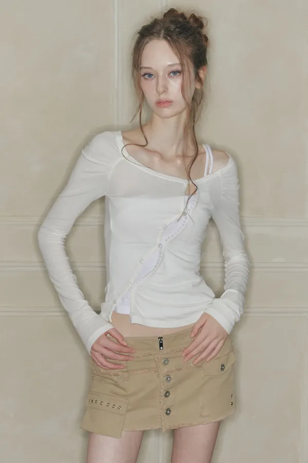 CUT-OUT LAYERED TEE white