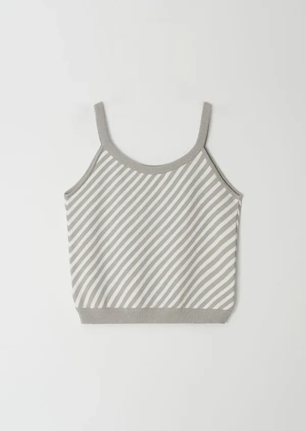 [60%] striped biase knit sleeveless-gray