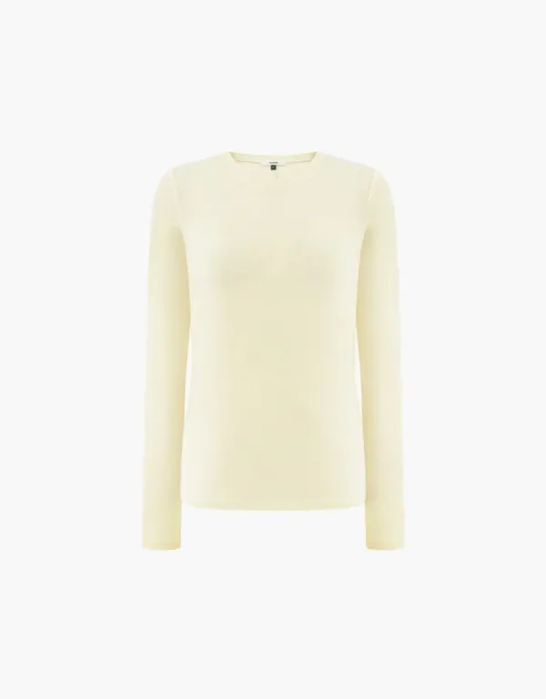 wool tencel long sleeve t-shirt - cream