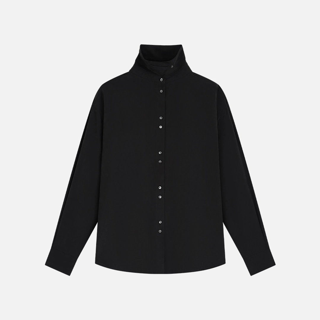 시야쥬 SITP5304 하이넥 실키 셔츠_Black 상품 이미지 2