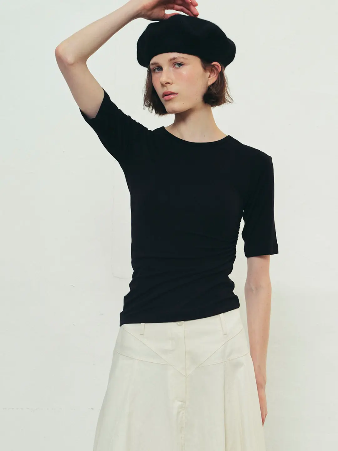 쏘이르 (4COLOR)SHIRRING SPAN T-SHIRT 상품 이미지 2