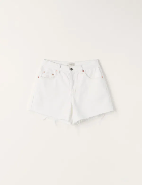 Damage Denim Shorts (White)