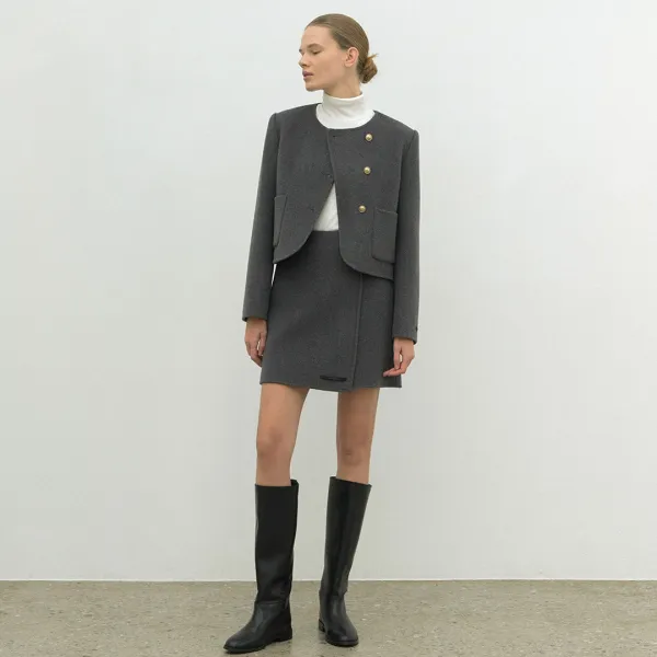 (Z-SK-4947)WOOL HANDMADE SET-UP SKIRT