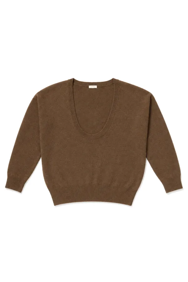Aven Deep U-neck Knit (Brown, Black)