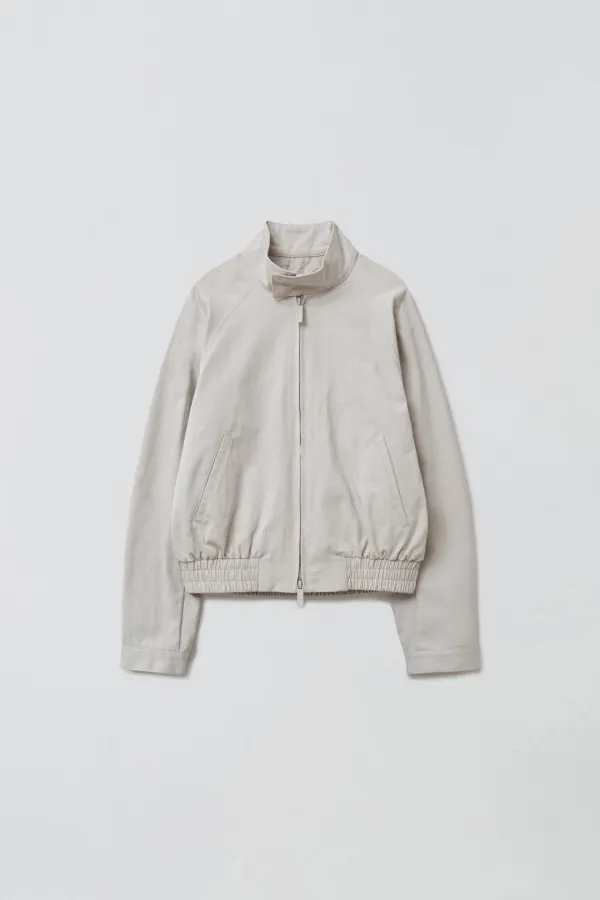 COTTON PLEATS BOMBER JACKET_SOFT GREIGE