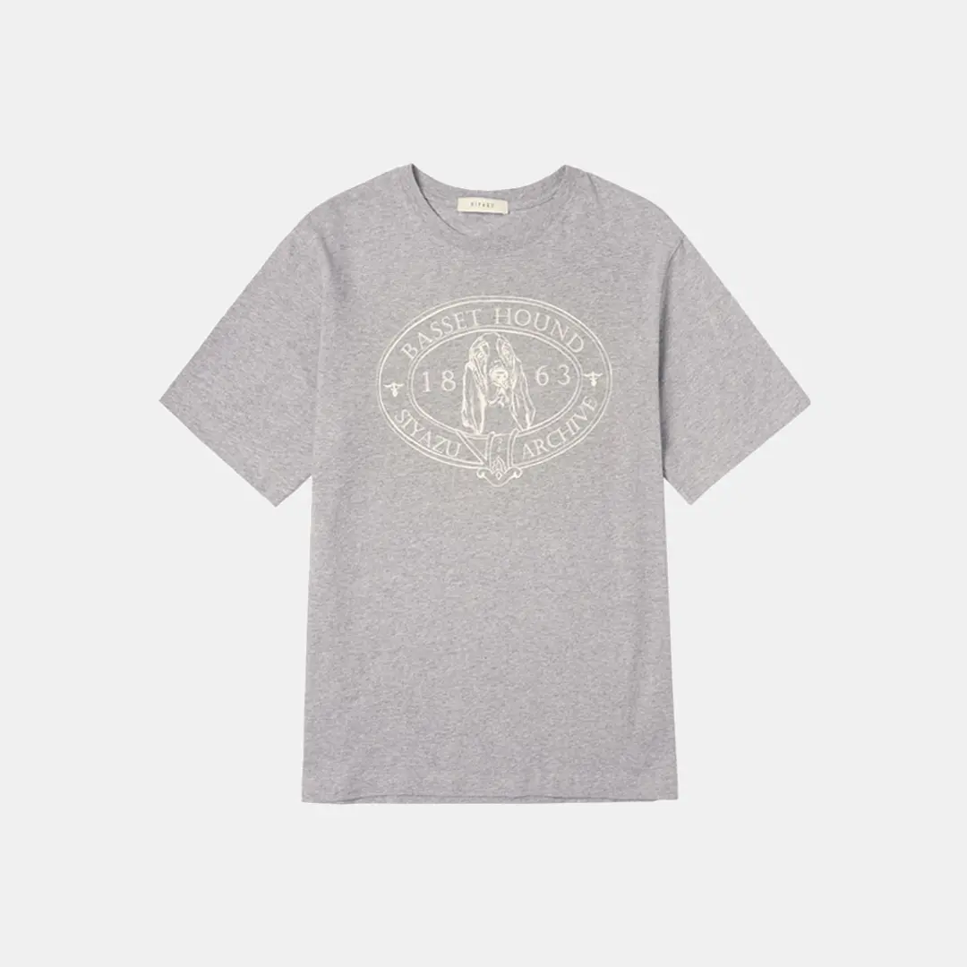 시야쥬 SITP5064 Basset Hound T-shirt_ Melange gray 상품 이미지 2