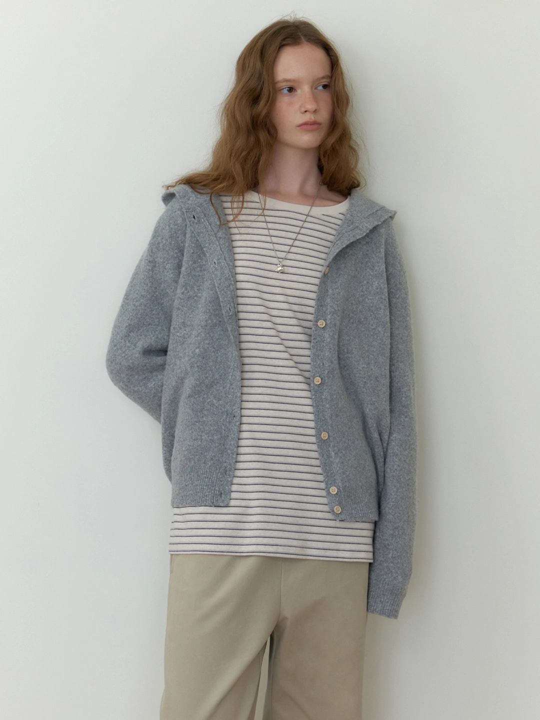 더미튼 Weary hoodie knit (melange gray) 상품 이미지 1