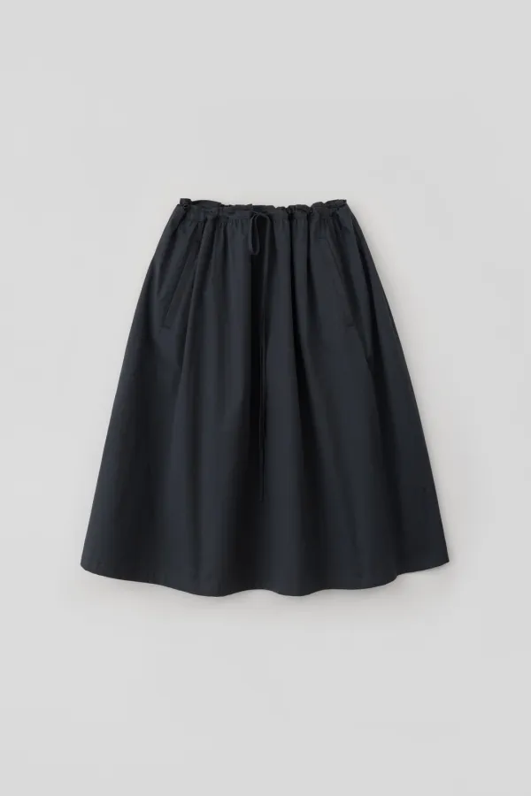 Drawstring Cotton Skirt_Navy