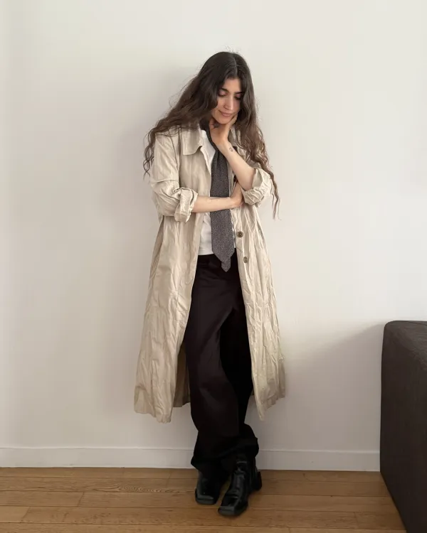 Crinkle mac coat (beige)