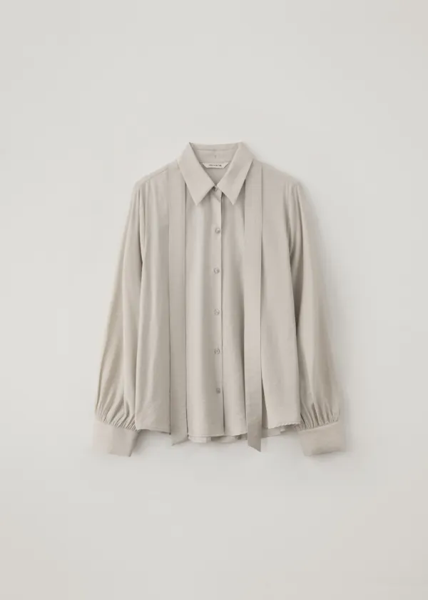 [3rd-reorder] Detachable tie blouse (veil gray)