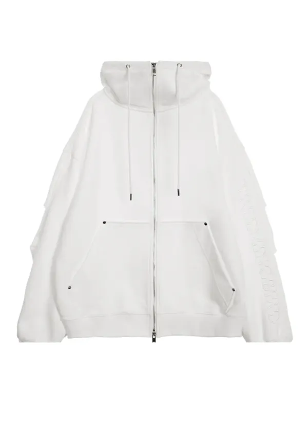 Double-Tucked Set-up Hoodie Zip-up [ White ]