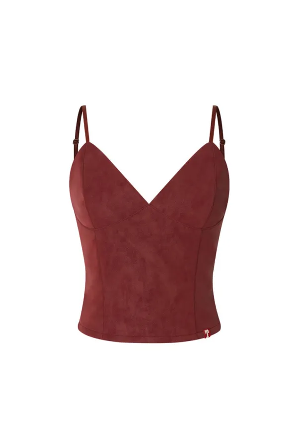 FAUX LEATHER CAMI-TOP (MAROON)