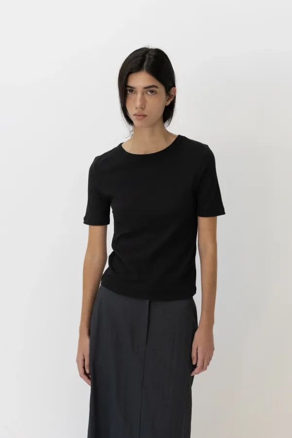 Ribbed Slim T-Shirt_Dark Navy