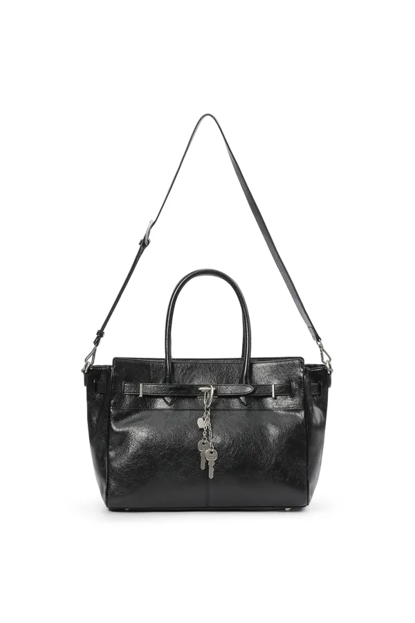 FAUX LEATHER B.B BAG, BLACK