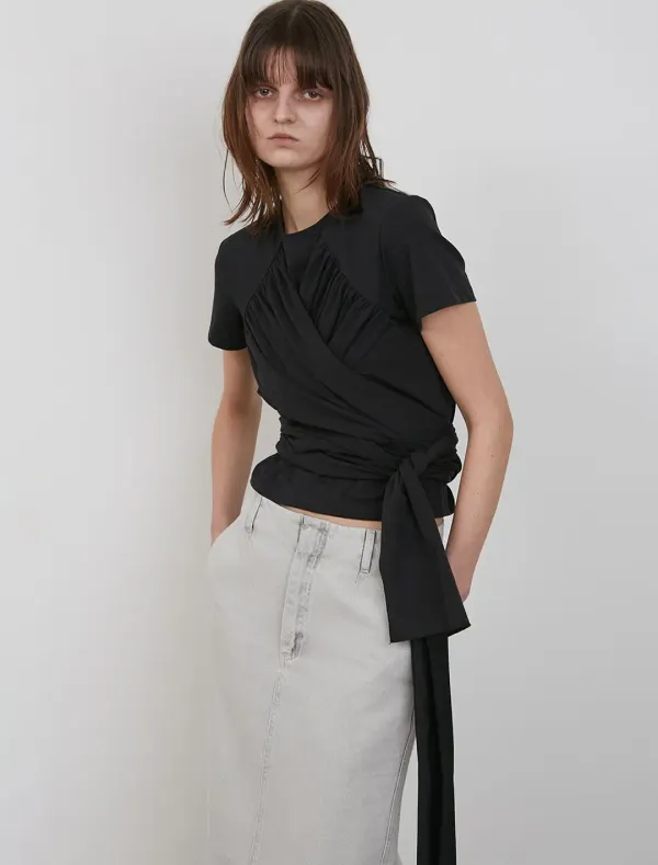 [1st REORDER] CHEST TIE TOP [BLACK]