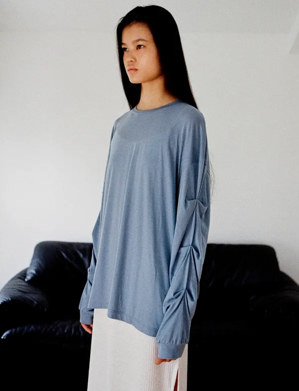 tuck long sleeve top - blue