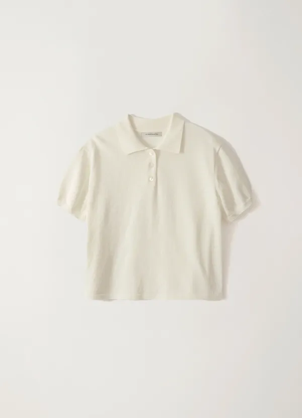 Cotton knit polo (Ivory)