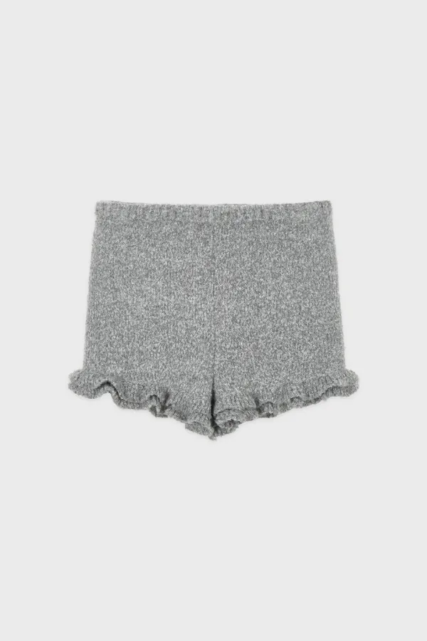 Color Point Frill Knit Shorts (Deep Grey)