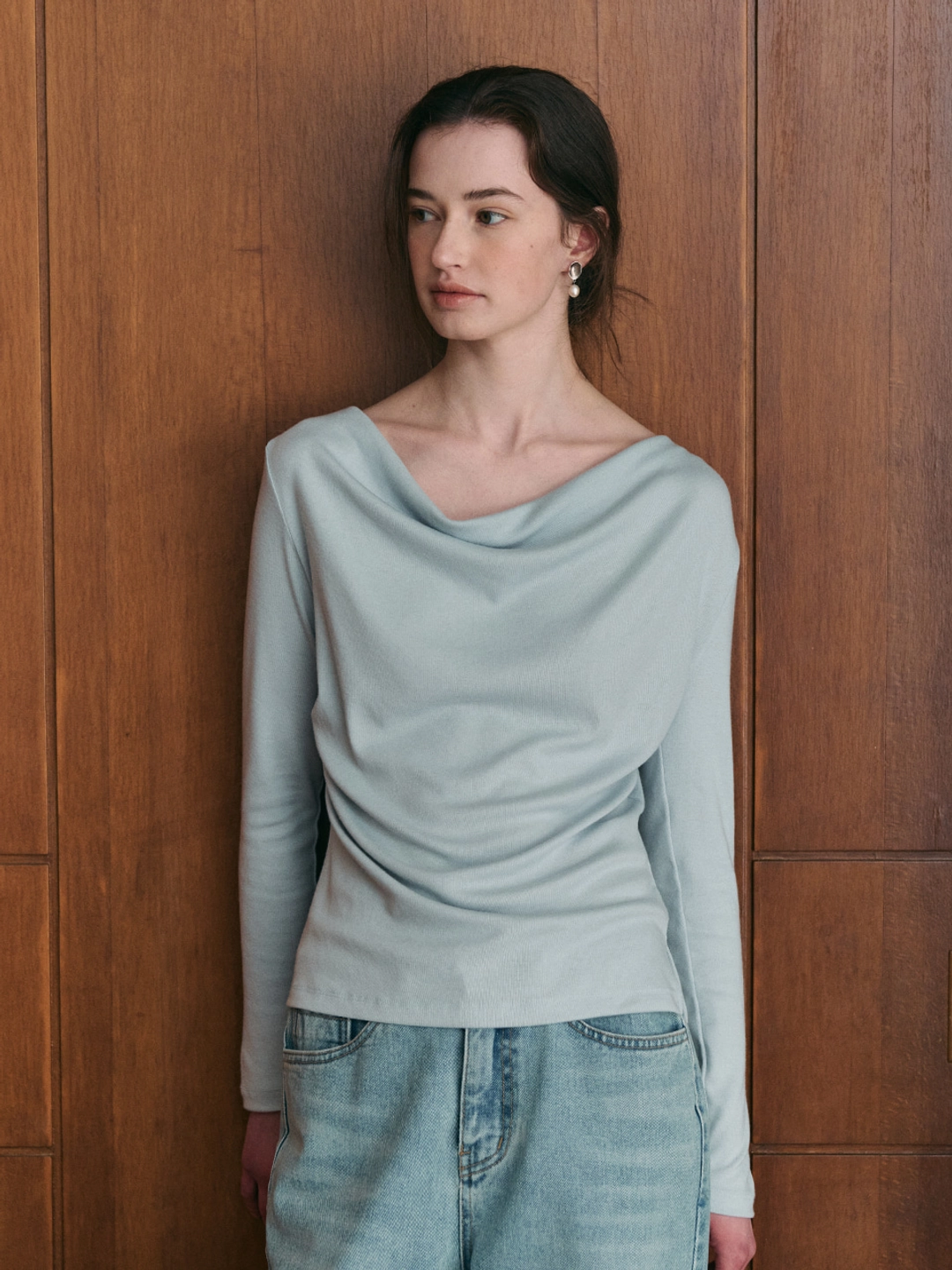 르니나 GRACE draped t-shirt_sky blue 상품 이미지 2