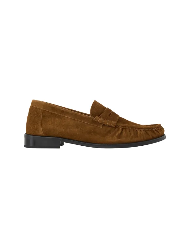 G PENNY STRAP SUEDE LOAFERS (CAMEL)