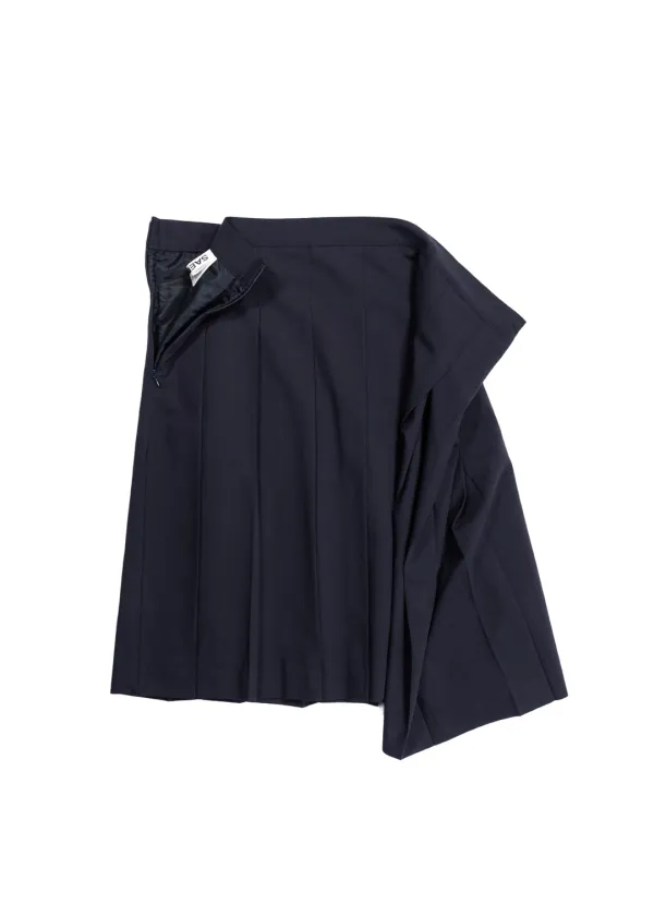 DRAPE PLEATS SKIRT - NAVY