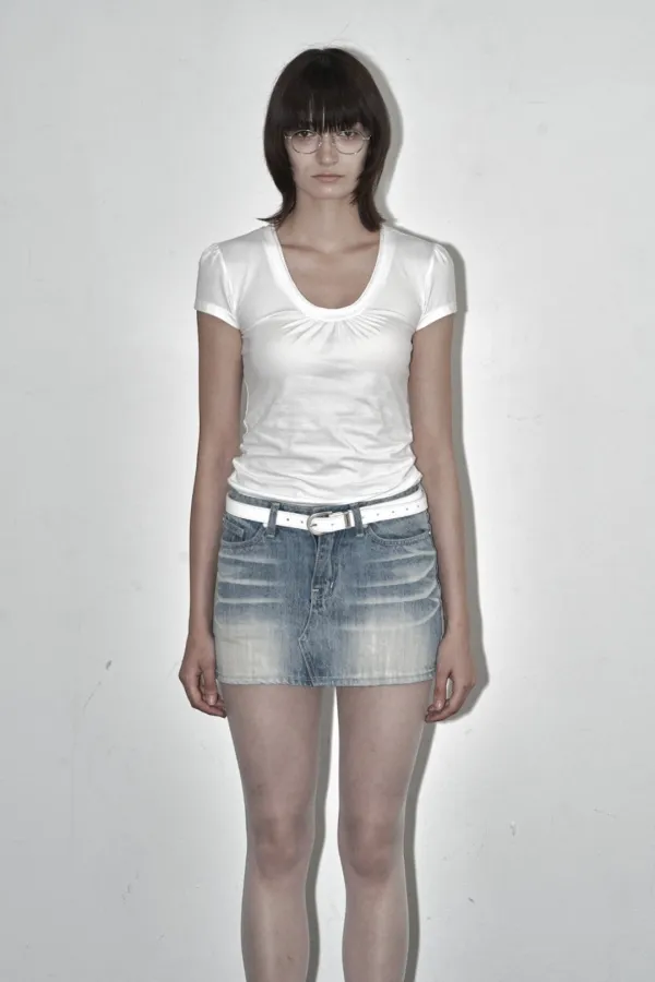 PUFF V-NECK SHORT SLEEVE WHITE