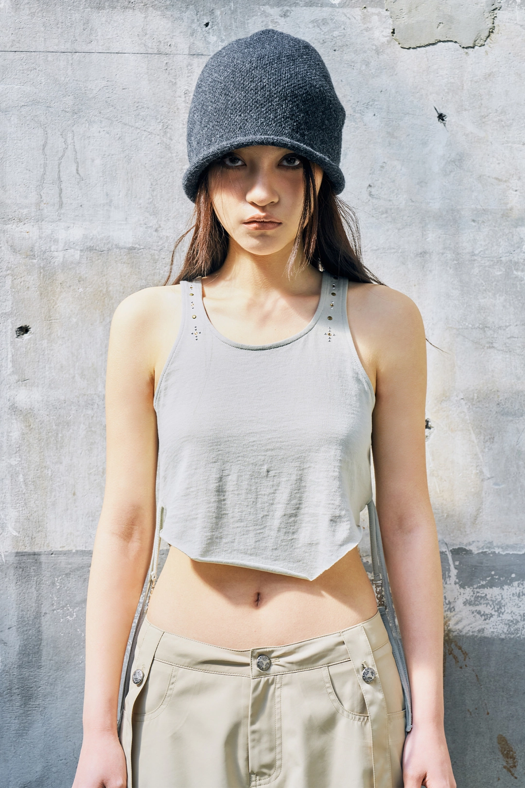 와이이이엘 SIDE STRING TANK TOP KHAKI 상품 이미지 2