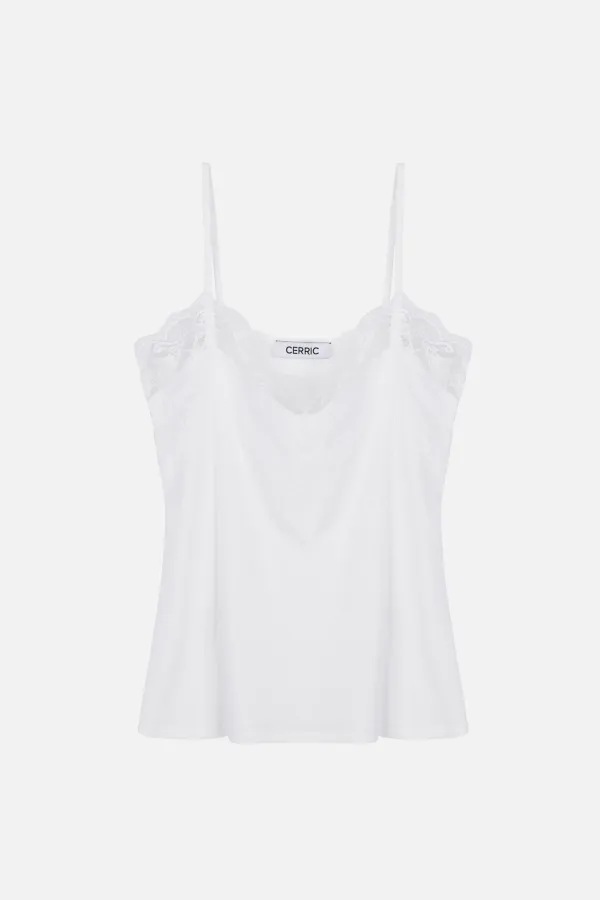 Lace Trim Sleeveless _ White