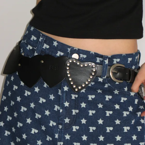 HEART STUD BELT BLACK