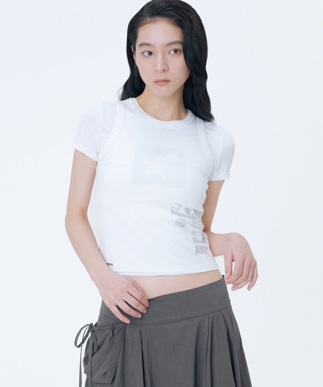 미세키서울 Photo album graphic sleeveless WHITE 상품 이미지 2
