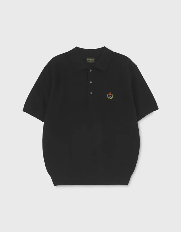 CREST MERINO WOOL POLO SHIRT / Black