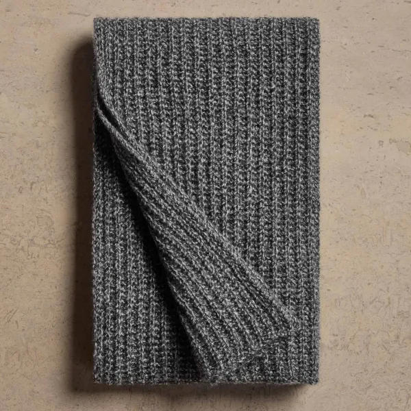 Cashmere Silk Marl Scarf - Black Mix