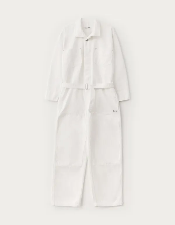 Work Cotton Jumpsuit - Ivory