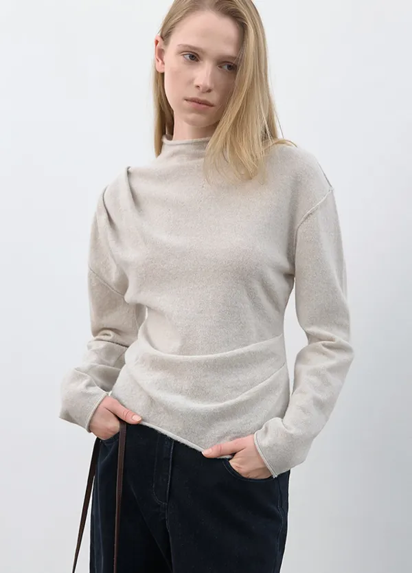 (T-7359)OUTSEAM DETAIL TUCK DRAPE KNIT