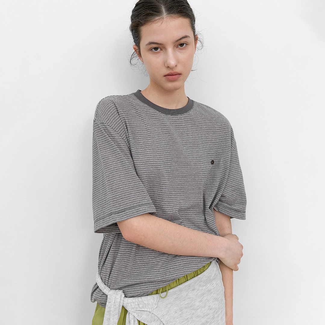 아뜰리에 나인 (T-7215)THICK AND THIN STRIPE BOXY TEE 상품 이미지 2