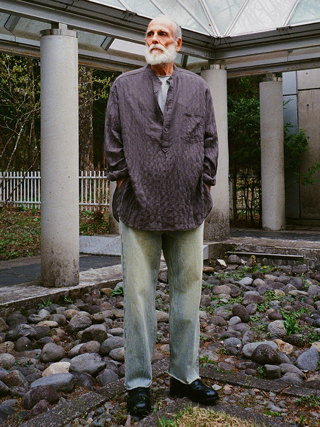 파르티멘토 Crinkle Henley Roll Up Shirts_Charcoal 상품 이미지 2