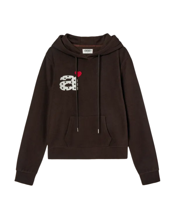 DOT SMALL LETTER FLEECE HOODIE [BROWN]