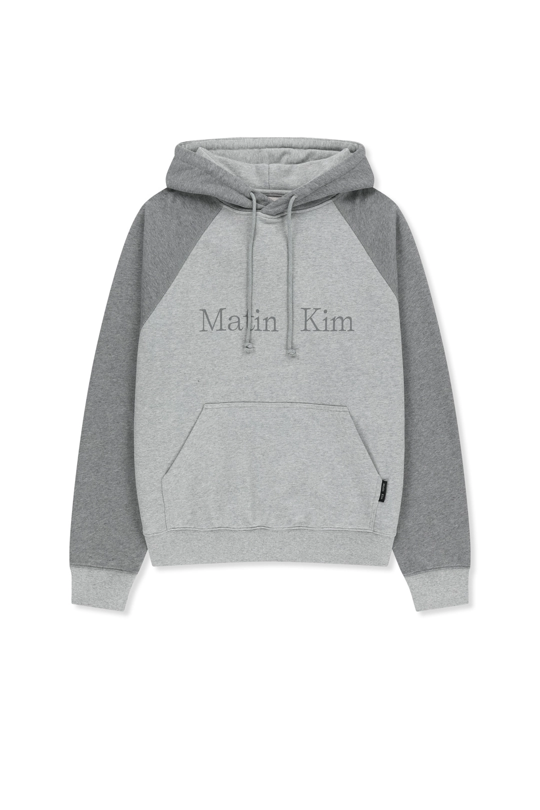 마뗑킴 COLOR BLOCK LOGO HOODY TOP IN GREY 상품 이미지 1