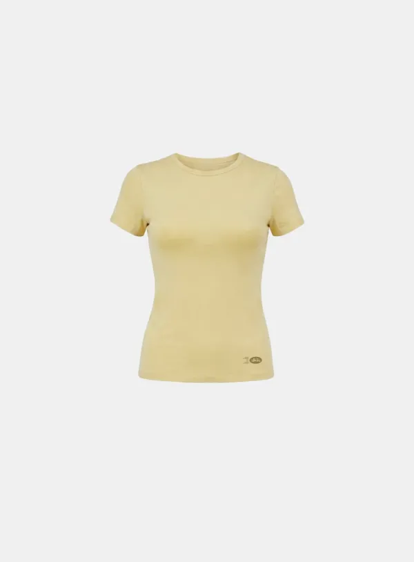 [w-tee26-194] Everyday Crew Neck Short Sleeve T-Shirt - Yellow
