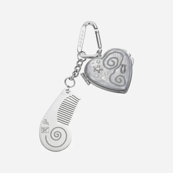 diving heart mirror keyring-silver