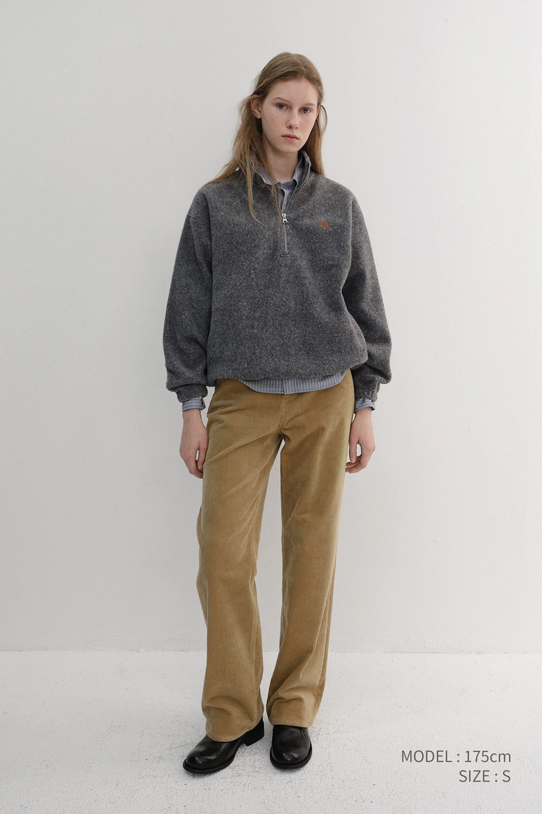 던스트 UNISEX HALF ZIP-UP FLEECE SWEATSHIRT MELANGE GREY_UDJU6D136G2 상품 이미지 1