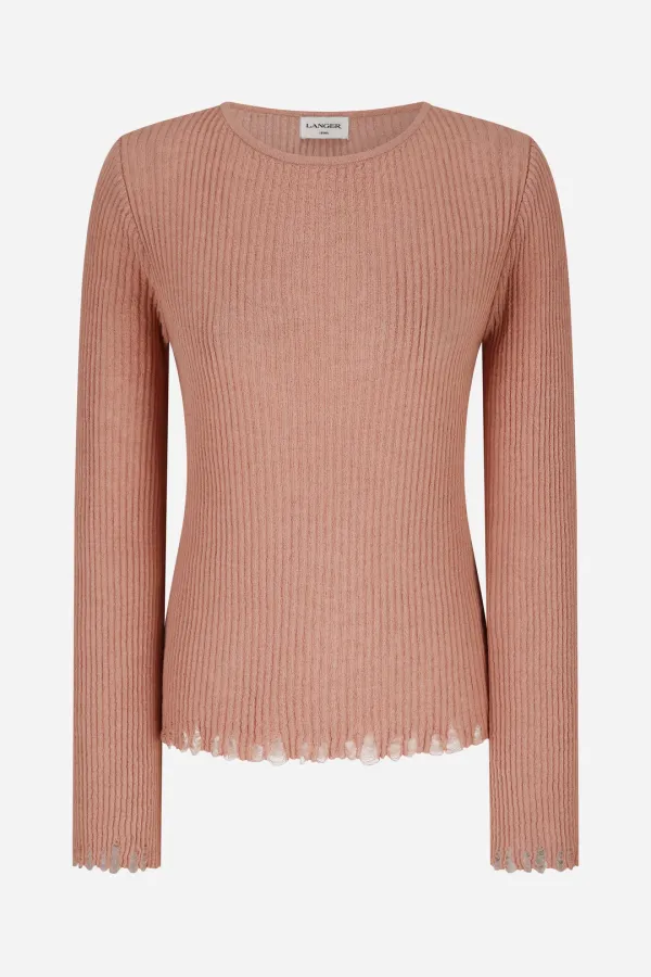 ribbed boat neck knit