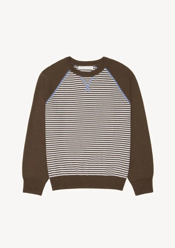 Summer Stitch Ted Raglan Knit in Brown Stripe
