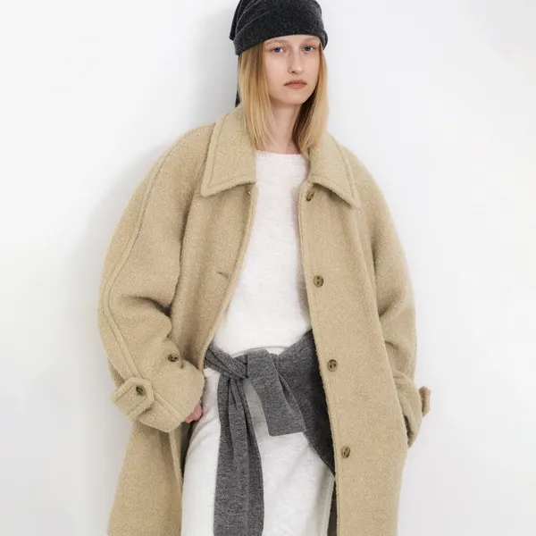 (CT-1470)FLUFFY WOOL BOUCLE COAT