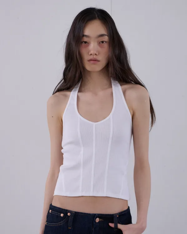 CORSET HALTER SLEEVELESS - WHITE