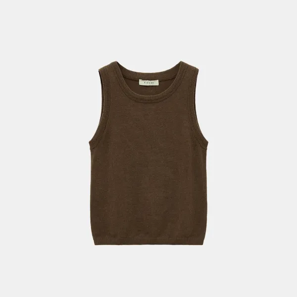 SIKN2151 울 블렌드 코어 니트 베스트_Khaki brown
