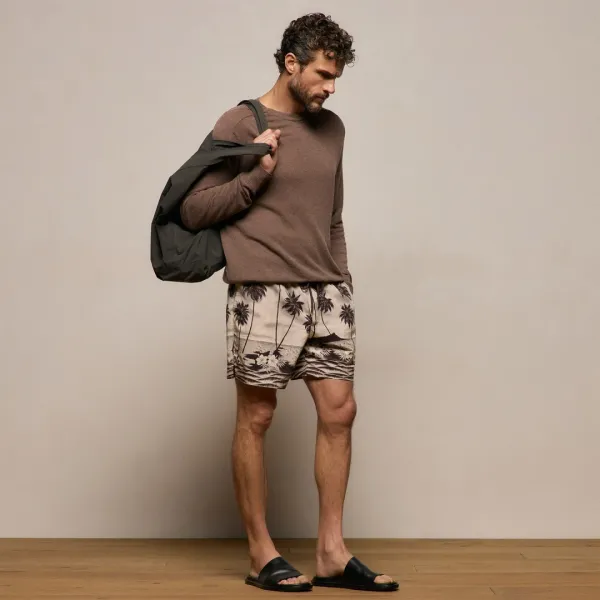 Palm Printed Short - Stone
